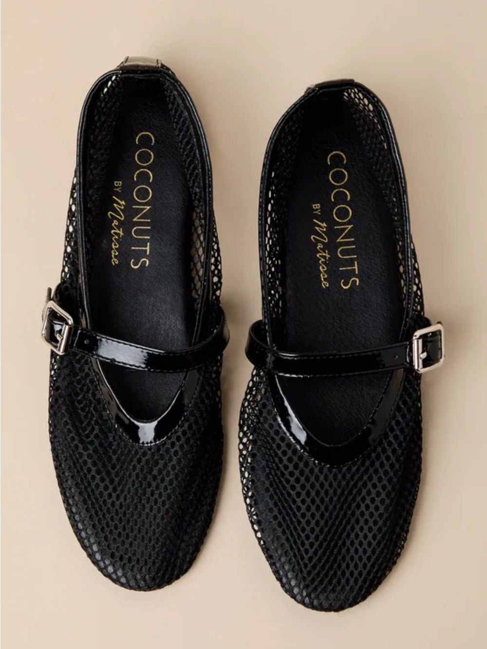 Matisse Black Mesh Pointed Mary Jane Flats